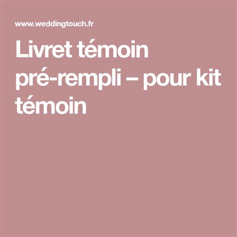 Achat livret témoin prérempli à personnaliser pour kit témoin