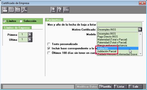 Cómo listar un Certificado de Empresa por Jubilación o Jubilación Parcial