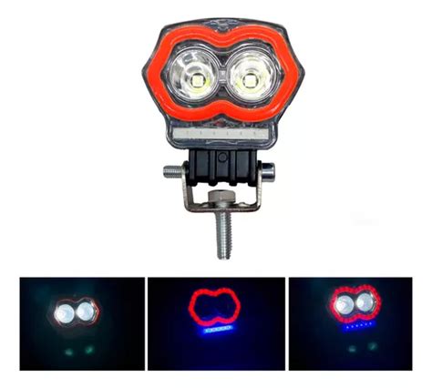 Faro Led Blanco Moto Flash Rojo Azul Estrobo C Cargador Usb