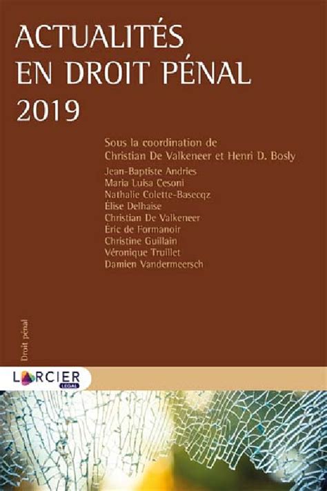 Actualités en droit pénal 2019 Henri D Bosly Christian De