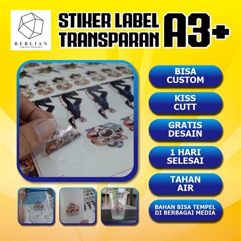 Jual Berlian Sarana Grafika Cetak Stiker Transparan A3 Cetak Stiker