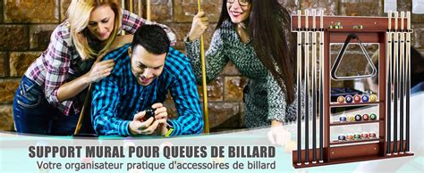 Goplus Support Pour Queues De Billard En Bois De Pin Porte Queue De