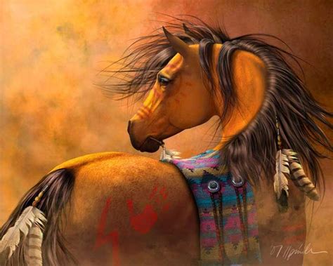 Prindle Gallery Kiowa Gold Painted Horse Digital Art Painting Native