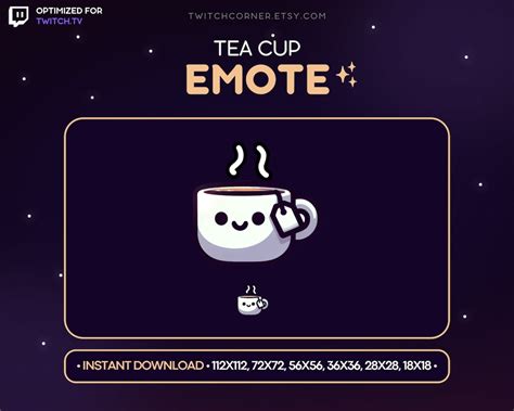 Cute Cup Of Tea Twitch Emote Sub Badge Or Channel Point Icon For