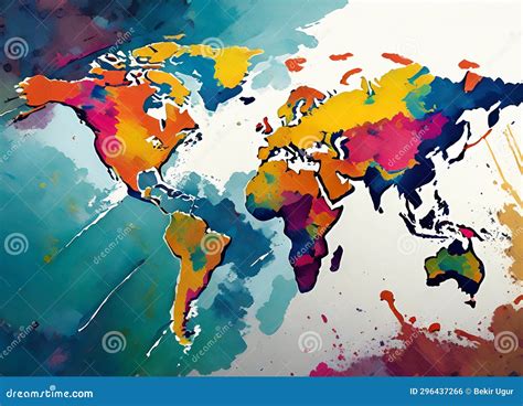 Mapa Del Mundo Pintado Con Pintura Con El Dedo Stock De Ilustraci N