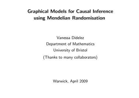 Graphical Models For Causal Inference Using Mendelian Randomisation