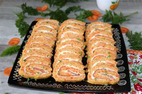 Roulés aux carottes fromage ail et fines herbes et truite Chez Vanda