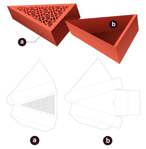 Caja Triangular Deslizante Con Plantilla Troquelada De Cubierta De