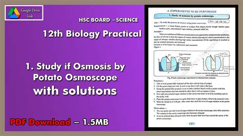 12th Biology Practical No 1 A Science To Study Of Osmosis By Potato