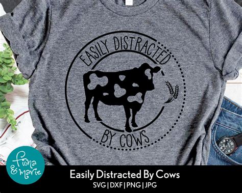 Easily Distracted By Cows Svg Farm Girl Svg Cow Svg Png Etsy