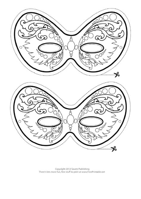 Mardi Gras Ornate Outline Mask Template Printable Pdf Download