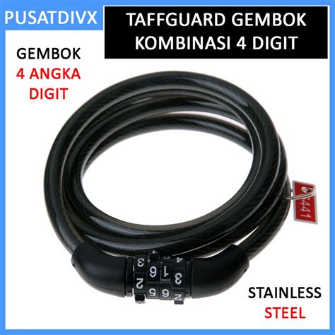 Jual TAFFGUARD GEMBOK SEPEDA PAGAR KOMBINASI 4 DIGIT ANGKA PADLOCK BESI