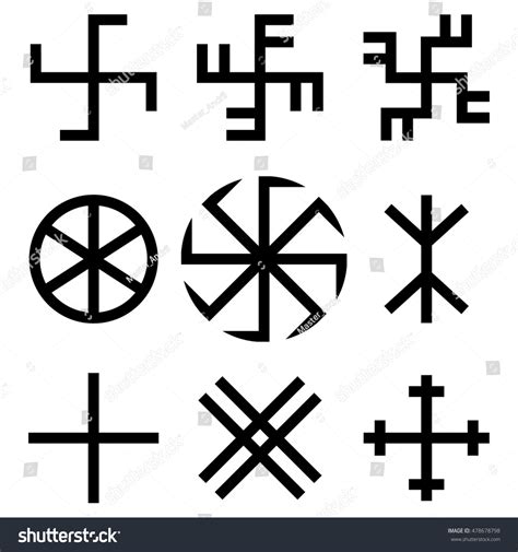 Slavic Amulets Symbols Set Solar Symbols Stock Vector Royalty Free