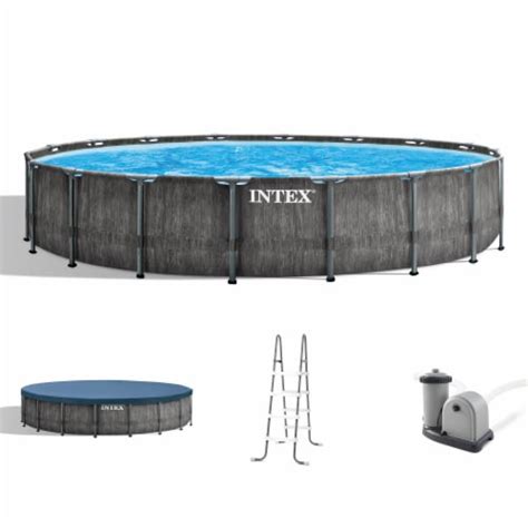 Intex Greywood Prism Frame X Round Above Ground Outdoor Swimming