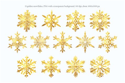 Watercolor Gold Silver Snowflakes By Elena Dorosh Thehungryjpeg