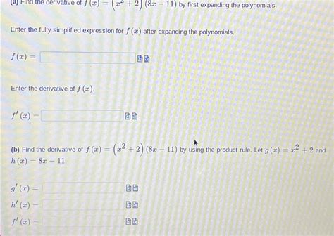 Solved A Find The Derivative Of F X X2 2 8x 11 By Chegg