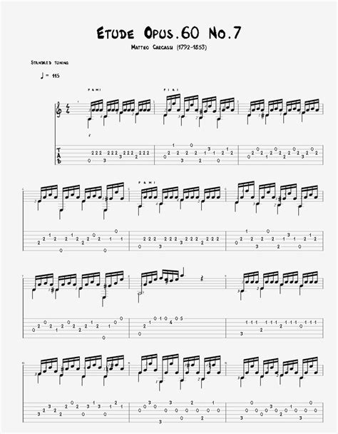 Matteo Carcassi Etude Opus 60 No 7 Sheets By 「agape Guitar」