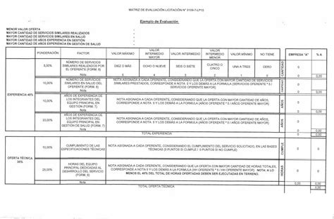 Matriz Evaluacion Licitación Licitacion Evaluacion Matriz