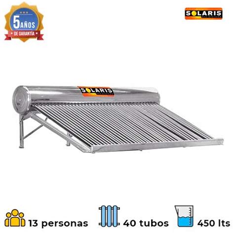 Calentador Solar Solaris 40 Tubos 450 Litros Baja Presión LedsBeSolar