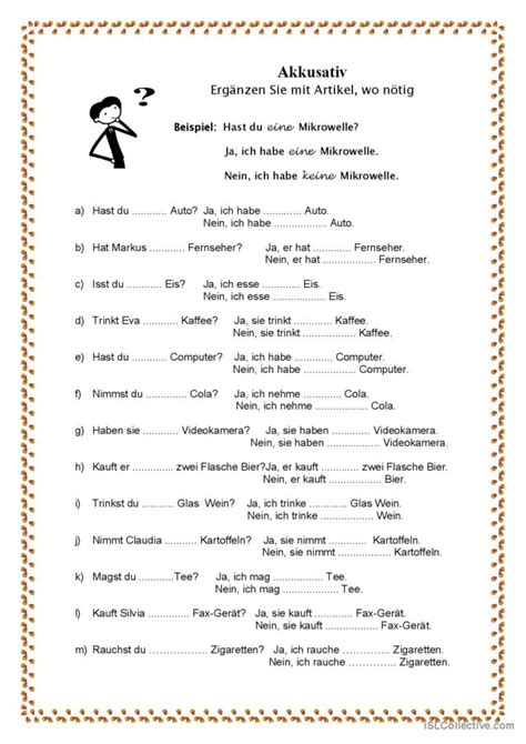 Akkusativ Deutsch Daf Arbeitsbl Tter Pdf Doc