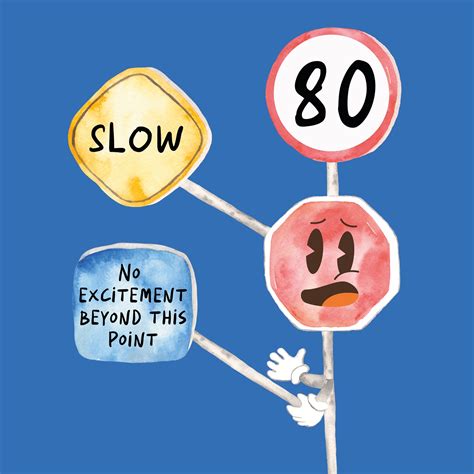 Warning Road Sign 80th Birthday Card Boomf