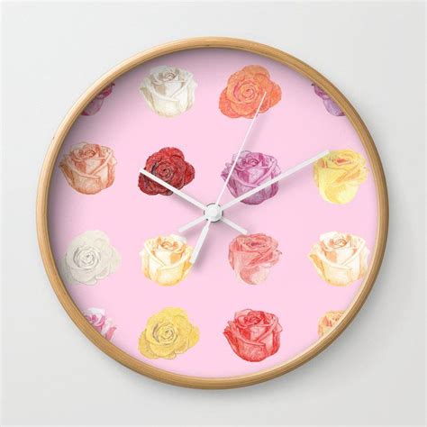 Buy Pink Flowers Wall Clock By Newburydesigns Worldwide Shipping Available At