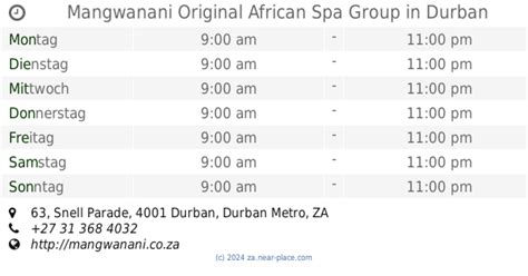 🕗 Mangwanani Original African Spa Group Durban öffnungszeiten 63