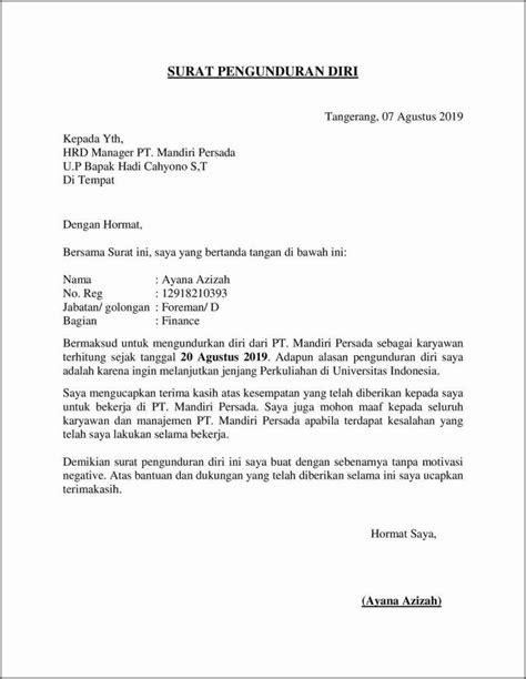 Template Surat Resign 50 Koleksi Gambar