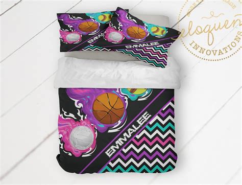 Girls Sports Bedding Personalized With Name Basketball Etsy