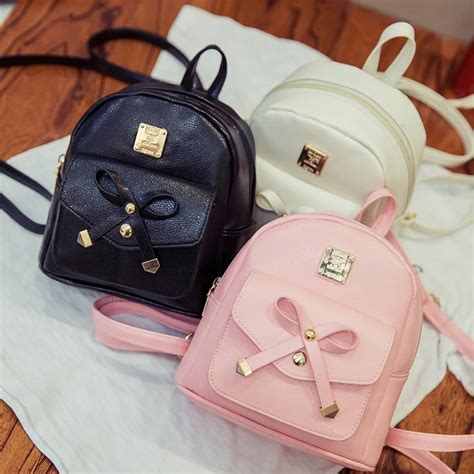 New Bag Mini Backpacks Bow Pu Leather Backpacks For Girls Womens Cute Backpack Bags For