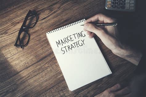 Mans Hand Drawing Marketing Strategy Concept Stock Image Image Of