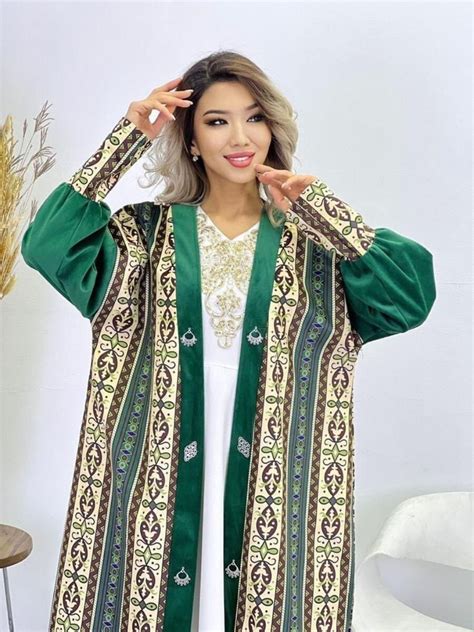 Kazakh Womens Ethnic Clother Chapan Cardigan Robe Size M L Between Etsy