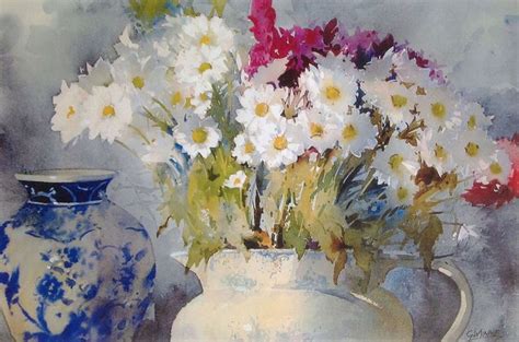 Geoffrey Wynne 1949 Impressionist Watercolour Painter Flower Art