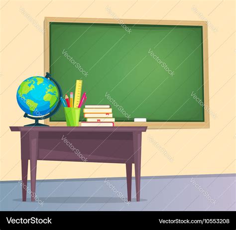 Classroom With Green Chalkboard Royalty Free Vector Image