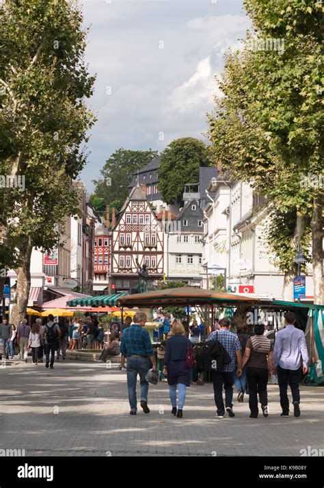 Group of people walking, Limberg town centre, Germany, Europe Stock ...