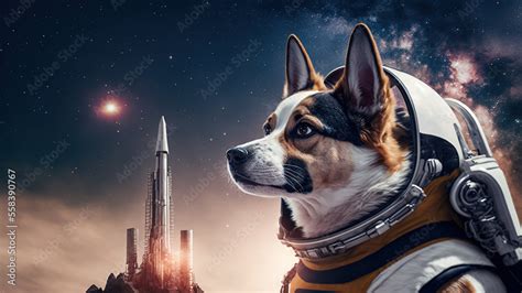 Beautiful Dog Wallpaper In Space Landscape 4k Stock Illustration