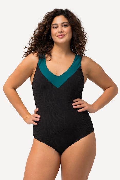 Textured Tiger One Piece Swimsuit Black Ulla Popken