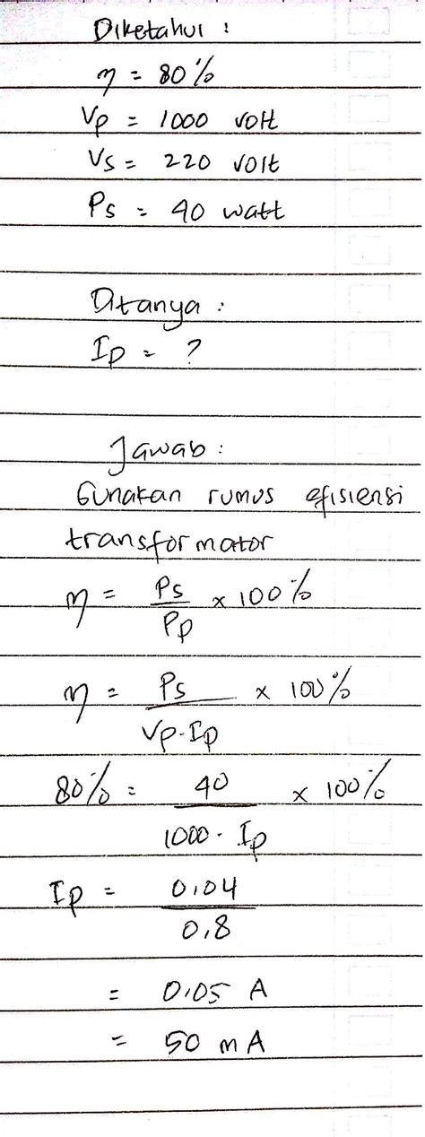 Soal Efisiensi Transformator Kelas 9 Smp Dan Pembahasannya Doc Materi