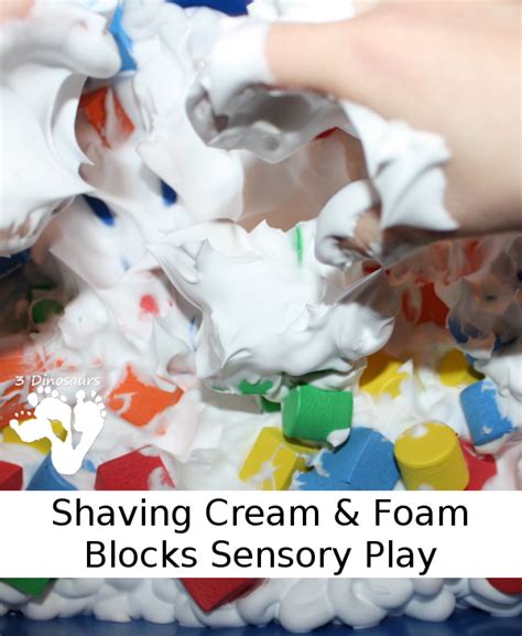 Shaving Cream And Foam Blocks Sensory Play 3 Dinosaurs