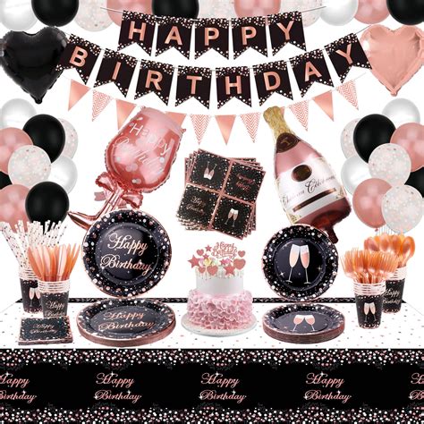 Black And Rose Gold Birthday Decorations Rose Gold Black Balloon Garland Kit Happy Birthday