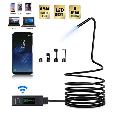 Wireless WiFi Mini Endoscope Camera HD 1200P Mini Soft Hard Cable