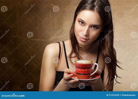 Beautiful Woman Drinking Coffee Royalty Free Stock Images Image 21231659