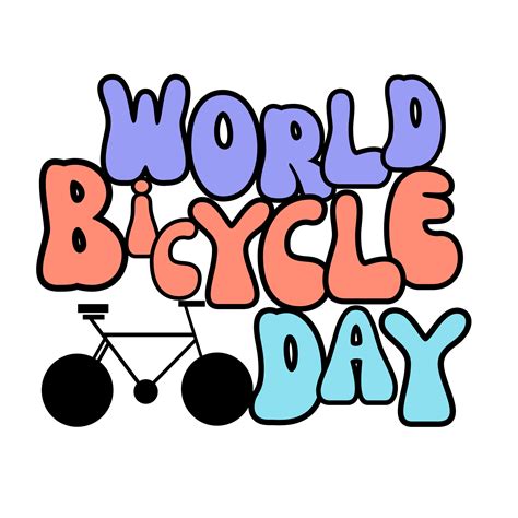 world bicycle day text, lettering inscription, bicycle clipart, bicycle