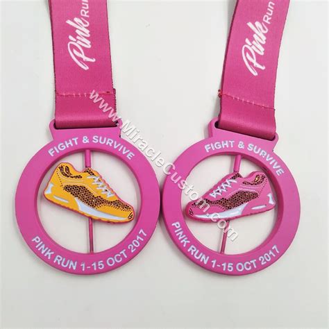 custom pink run race medals no minimum-www.miraclecustom.com