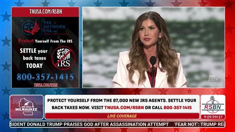 WATCH: Gov. Kristi Noem Speaks at 2024 RNC in Milwaukee, WI - 7/15/2024