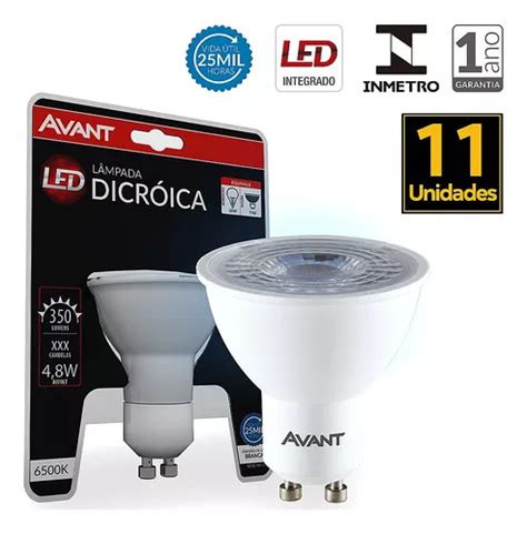 Kit 11 Lampada Led Dicroica 4 8w Gu10 Mr 16 Avant Branco Fri