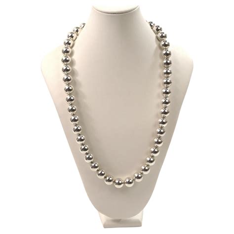 Tiffany And Co Sterling Silver Ball Bead Graduated Necklace For Sale