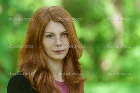 Red Haired Beautiful Young Woman ⬇ Stock Photo Image By