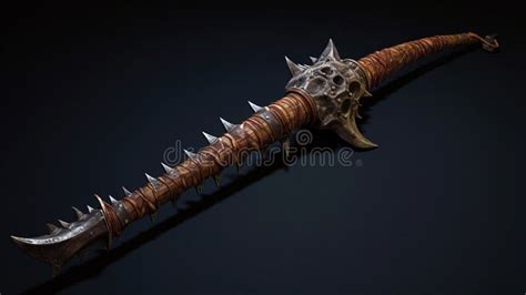 Spiked Sword Realistic Textures And Terrifying Design Stock