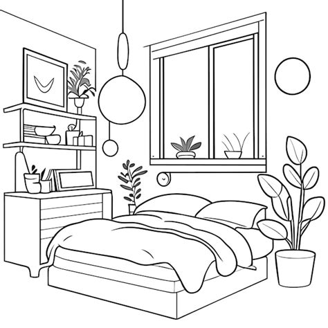 Premium Vector Coloring Page Design Interior Of Cozy Modern Bedroom